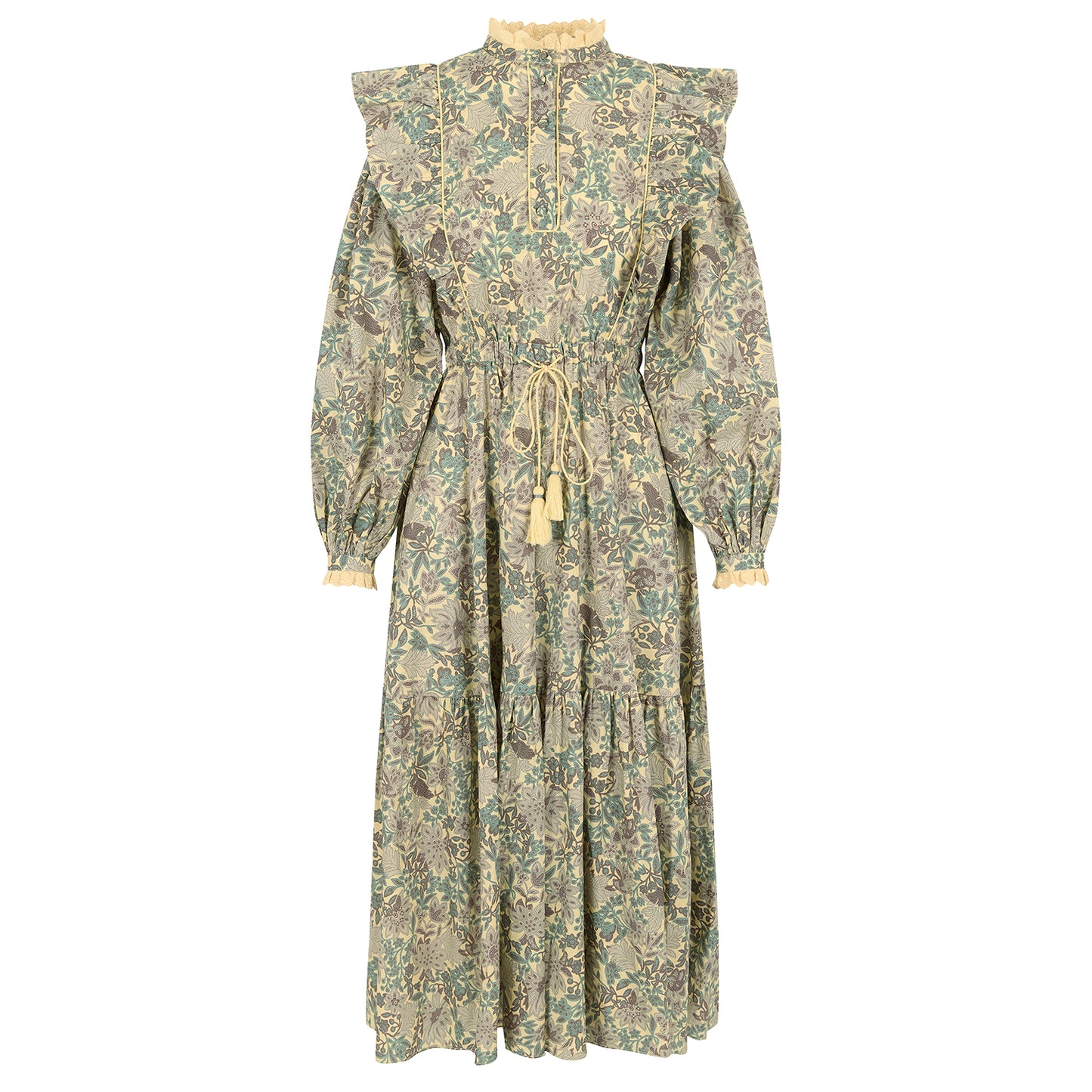 Freya Dress in woodland floral printed cotton lawn