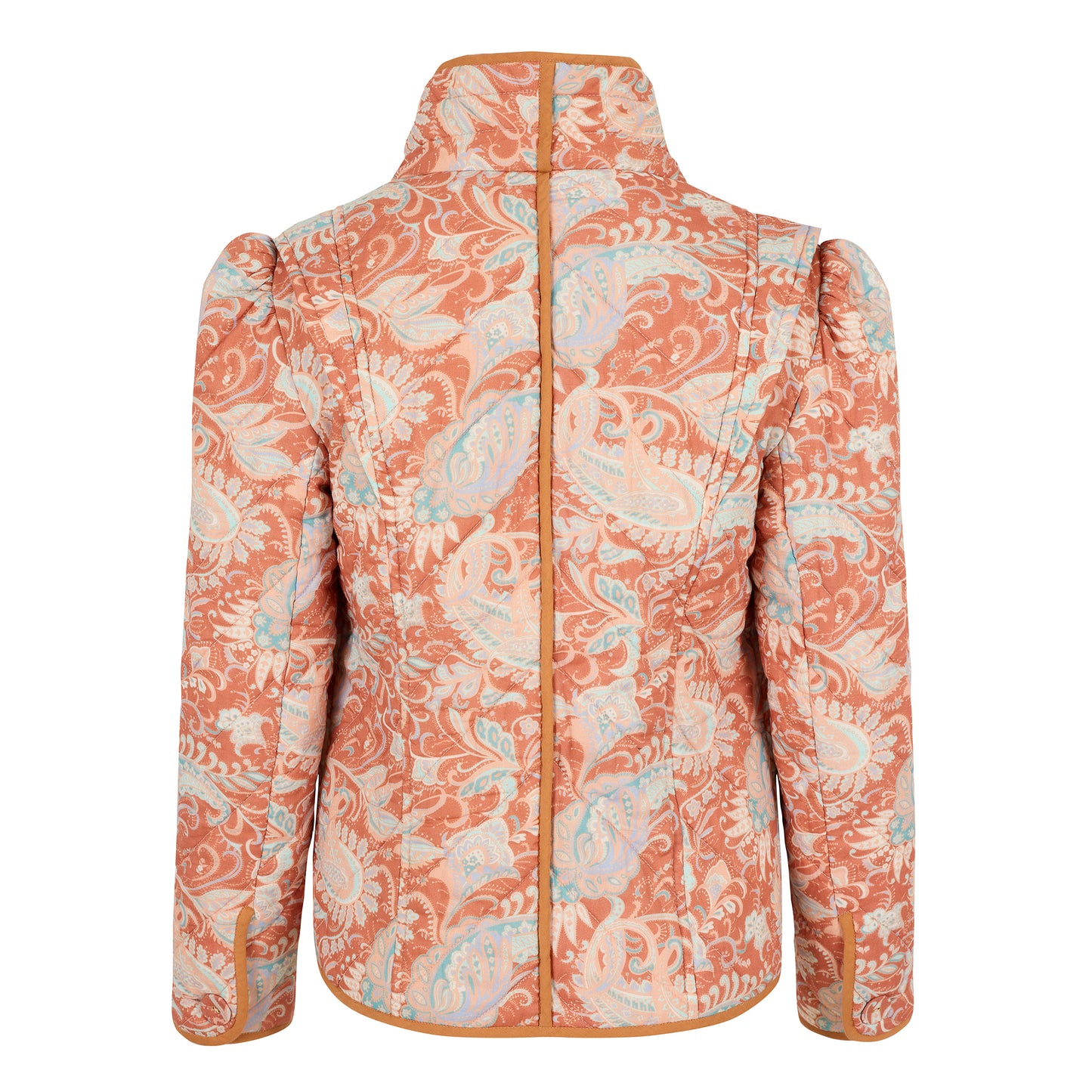 Quilted Harper jacket in our new Summer paisley print with contrast binding