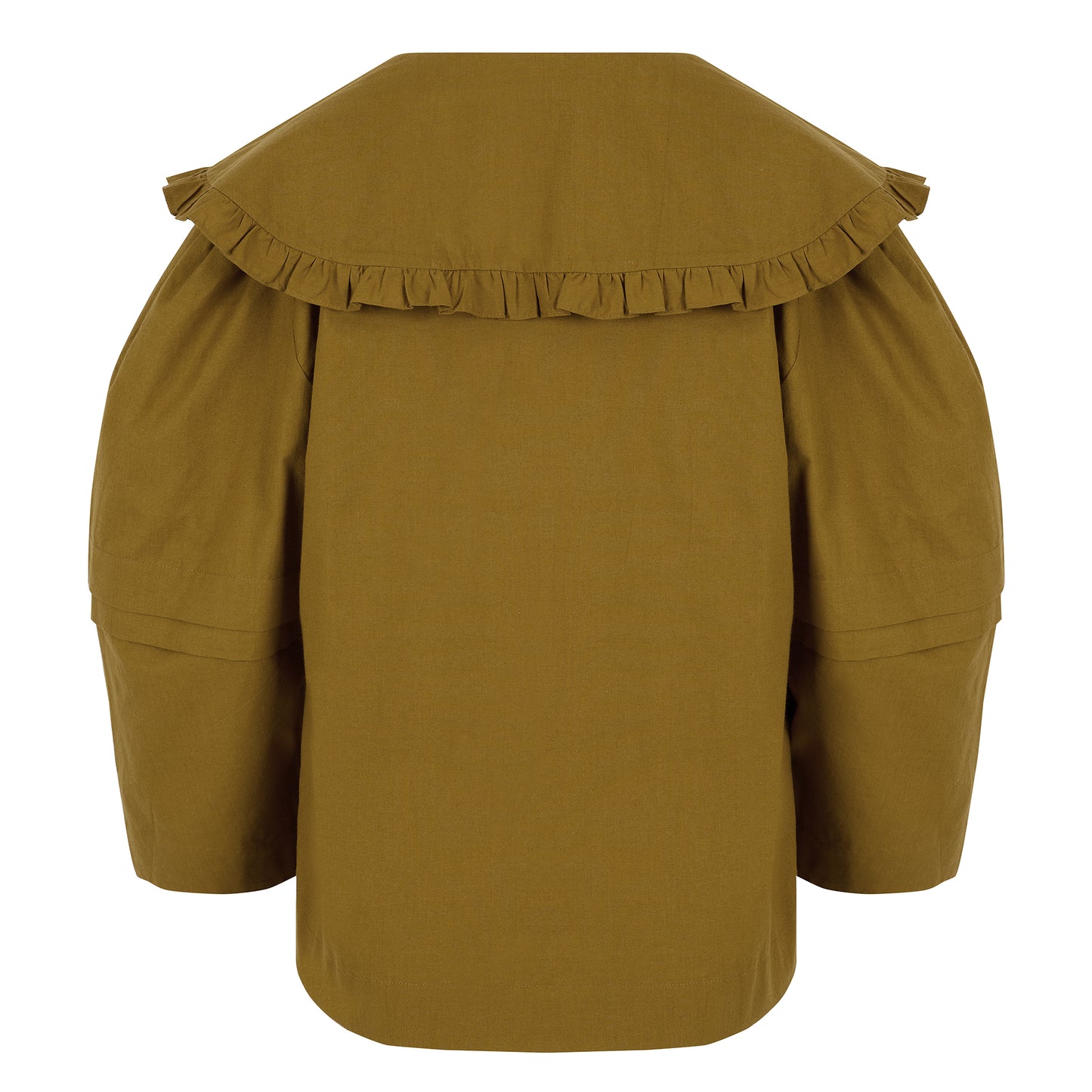 Lila blouse in olive cotton with big peter pan collar and black detachable bow