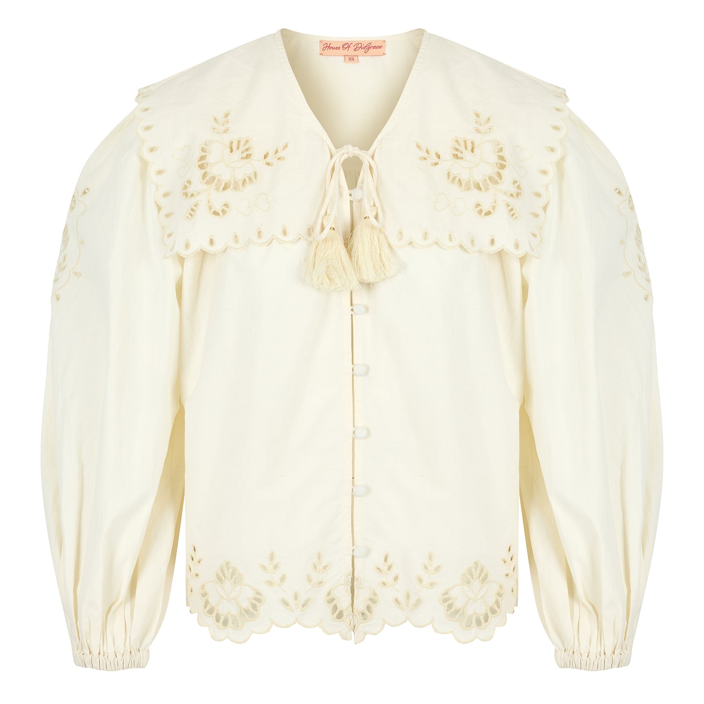 Sienna blouse with cutwork embroidery in ivory cotton lawn