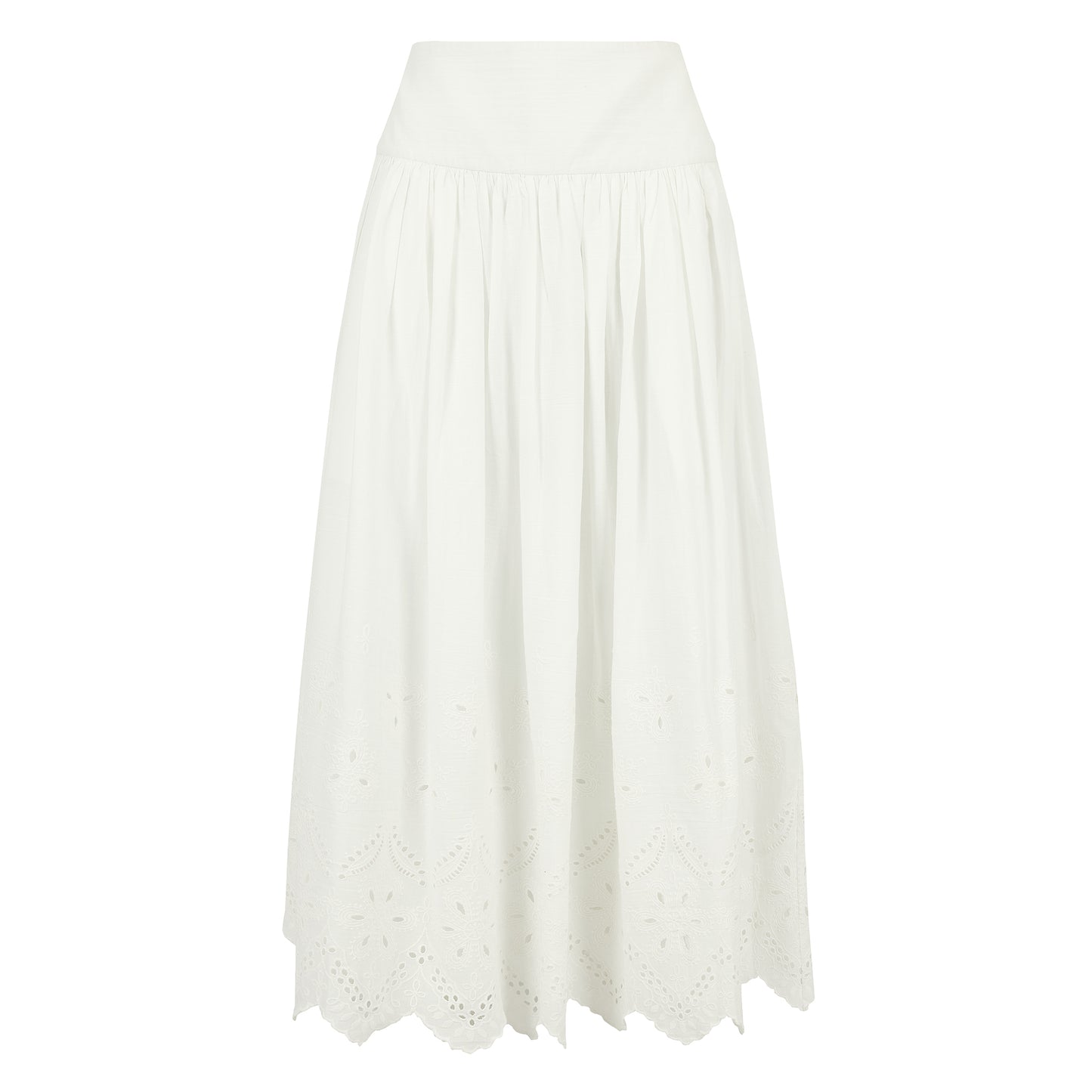 Ottilie skirt in cotton voile with broderie anglaise at hem