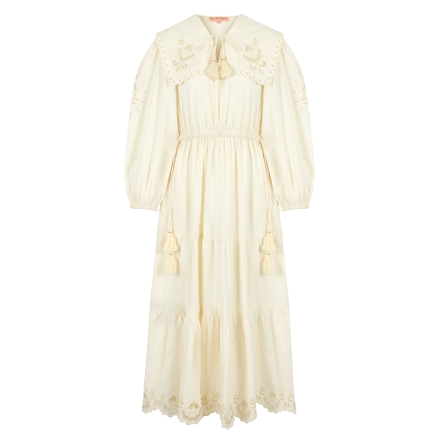 Sienna dress with cutwork embroidery in ivory cotton lawn