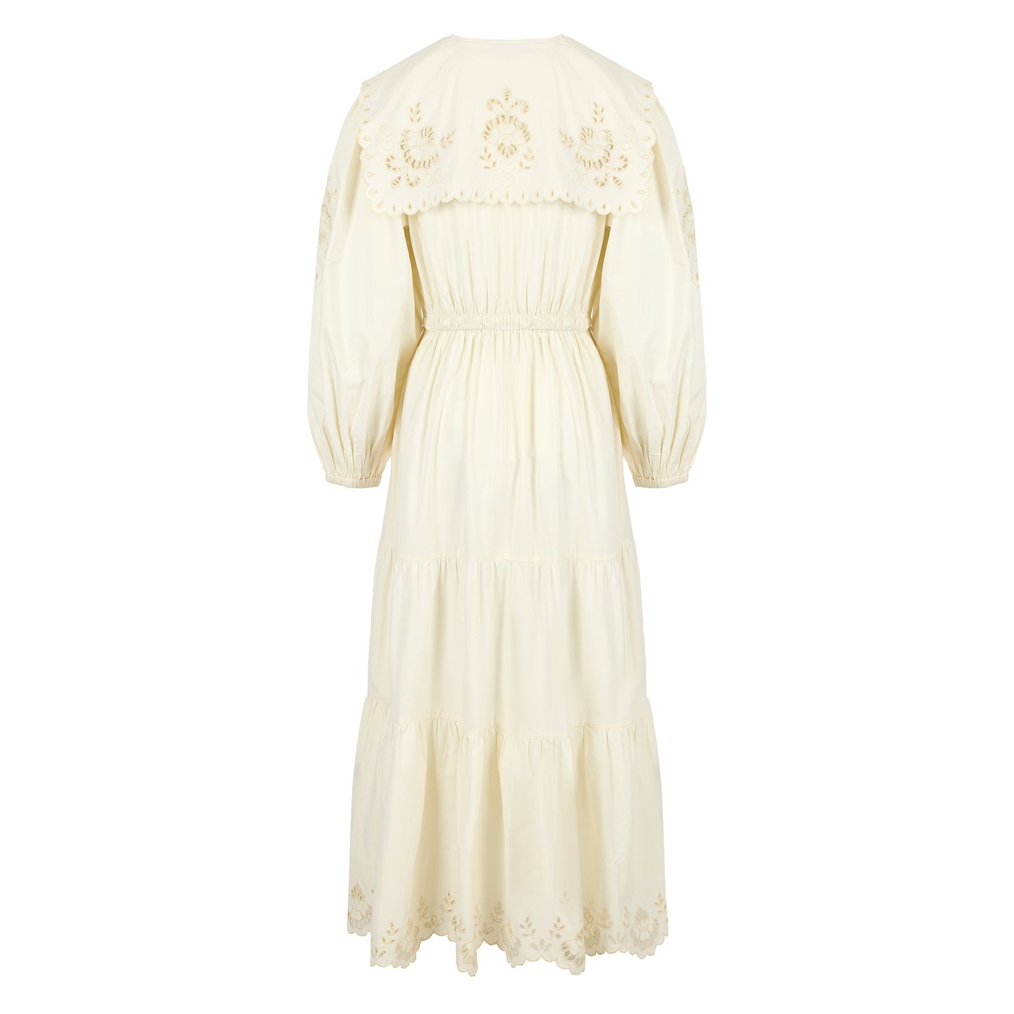 Sienna dress with cutwork embroidery in ivory cotton lawn