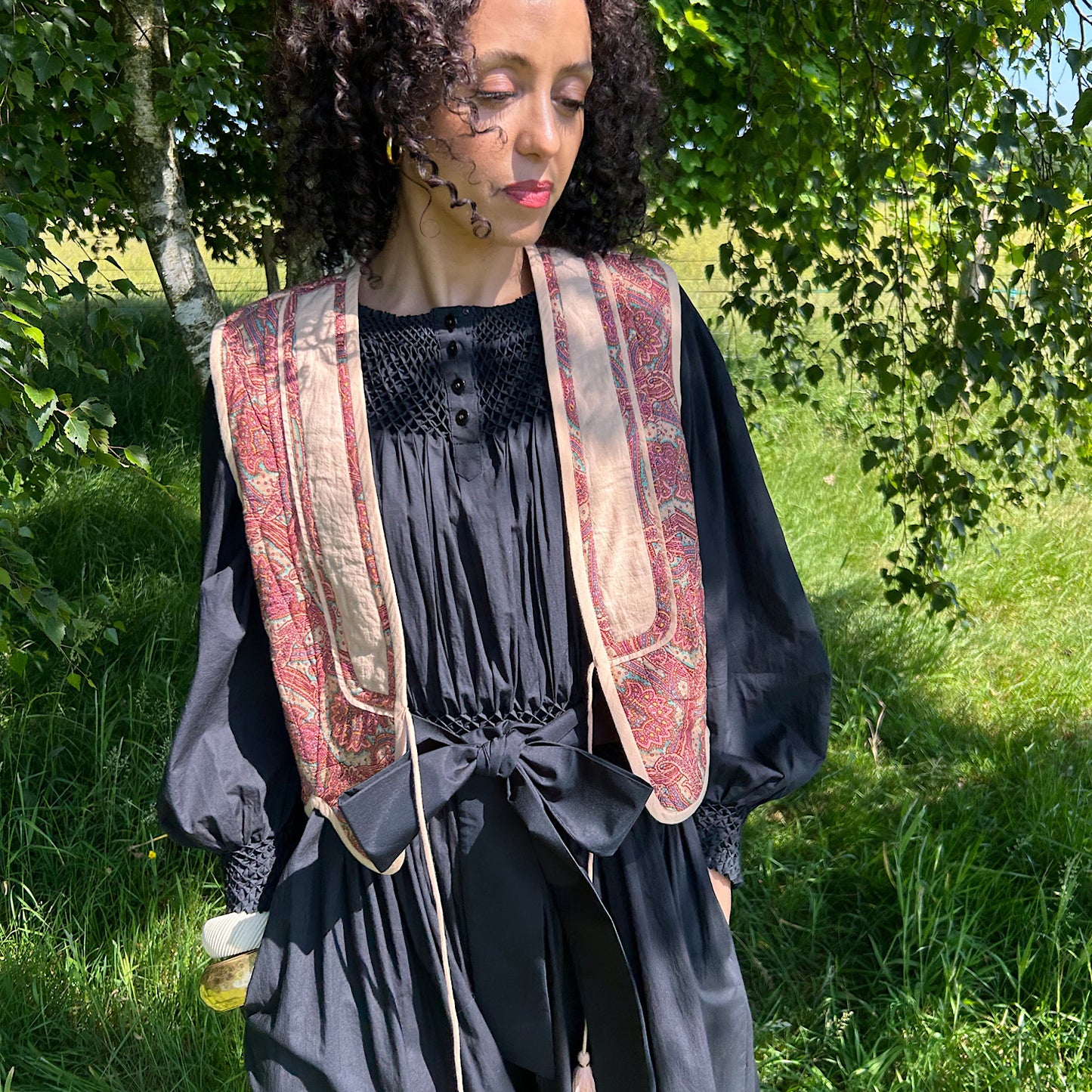 Hand smocked Sylvie Dress in Black