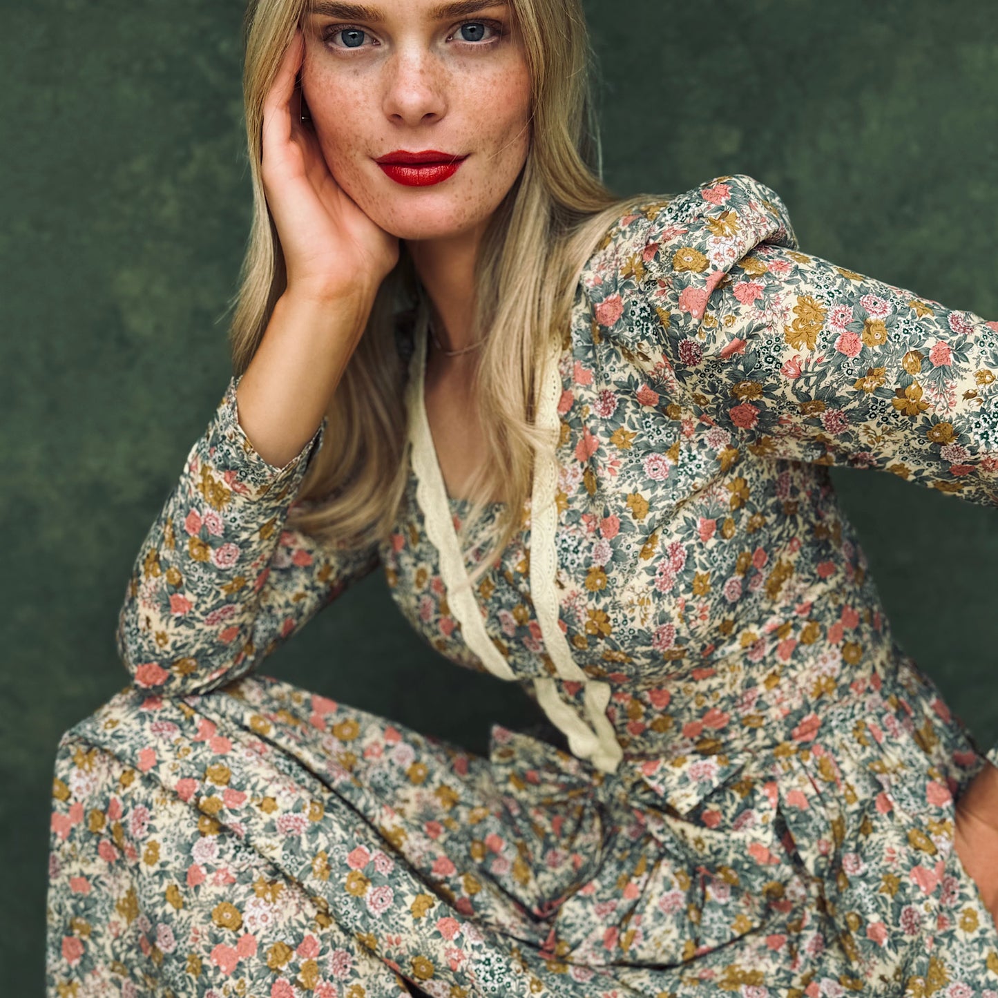 Diana dress in summer meadow printed cotton lawn.