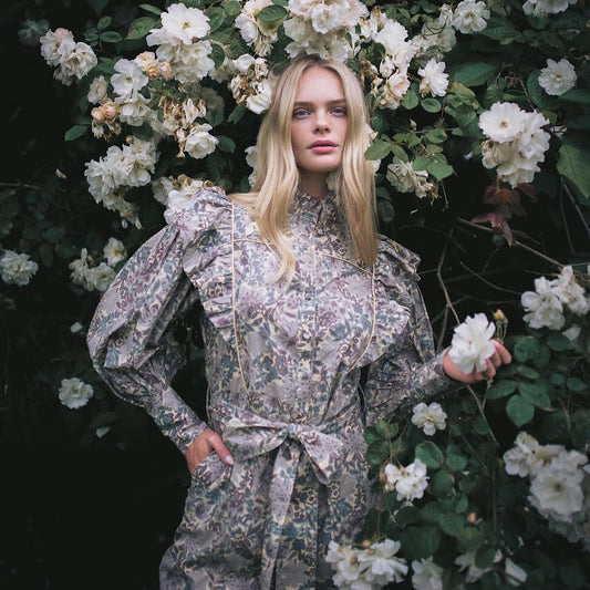 Suzi jumpsuit in woodland floral printed cotton lawn