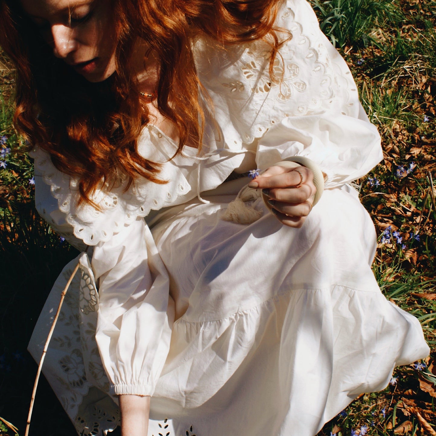 Sienna dress with cutwork embroidery in ivory cotton lawn