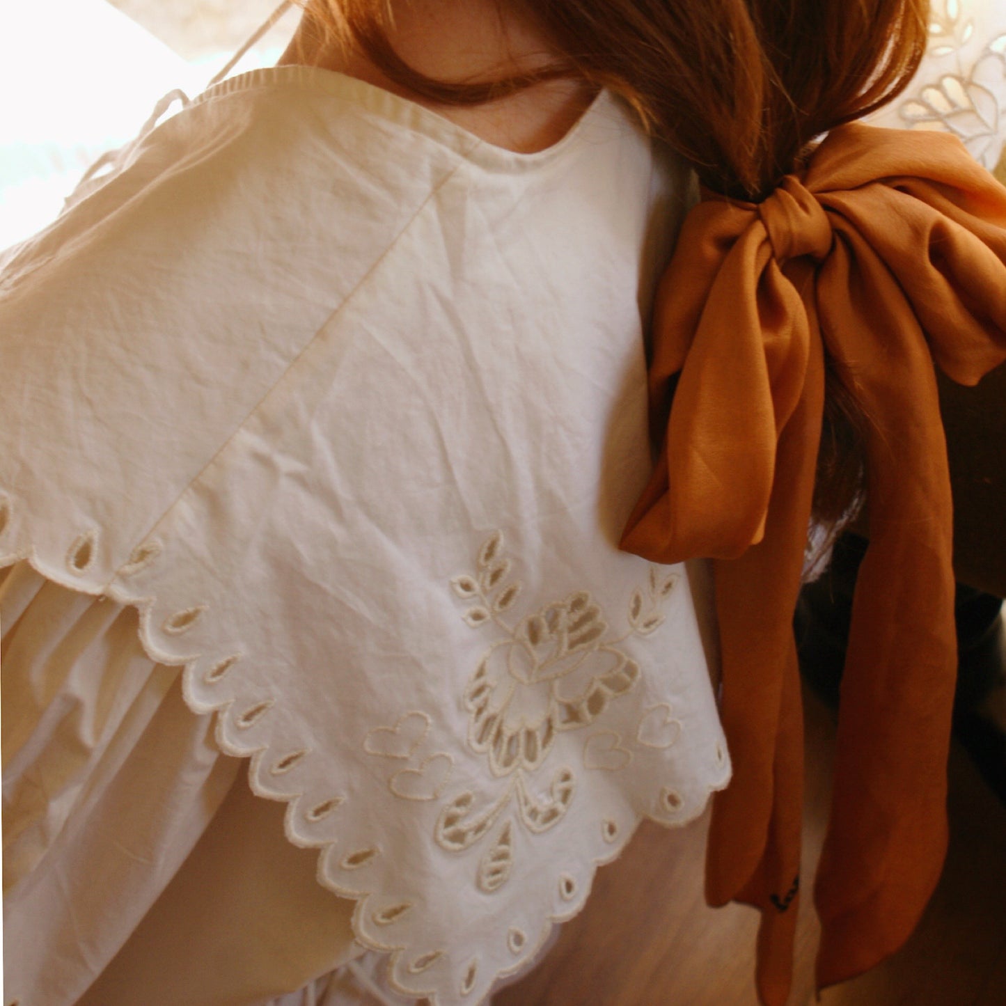 Sienna dress with cutwork embroidery in ivory cotton lawn