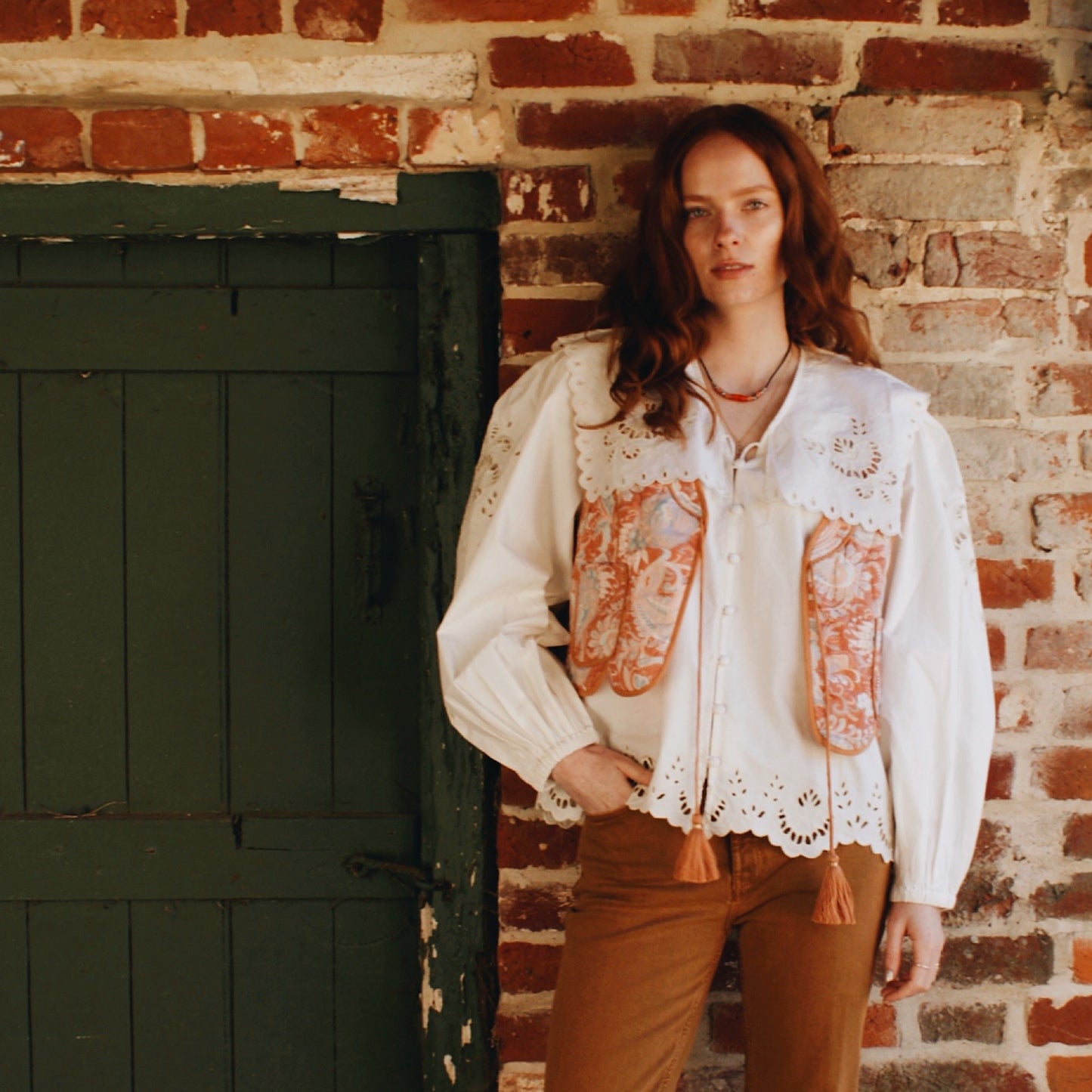 Sienna blouse with cutwork embroidery in ivory cotton lawn