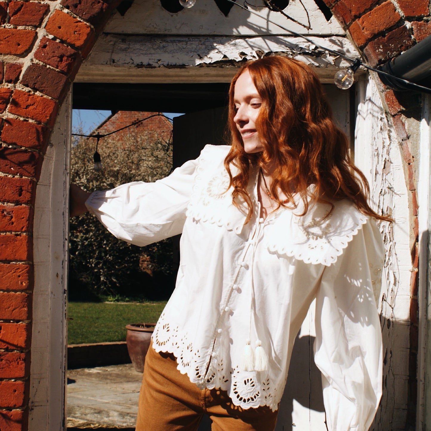 Sienna blouse with cutwork embroidery in ivory cotton lawn