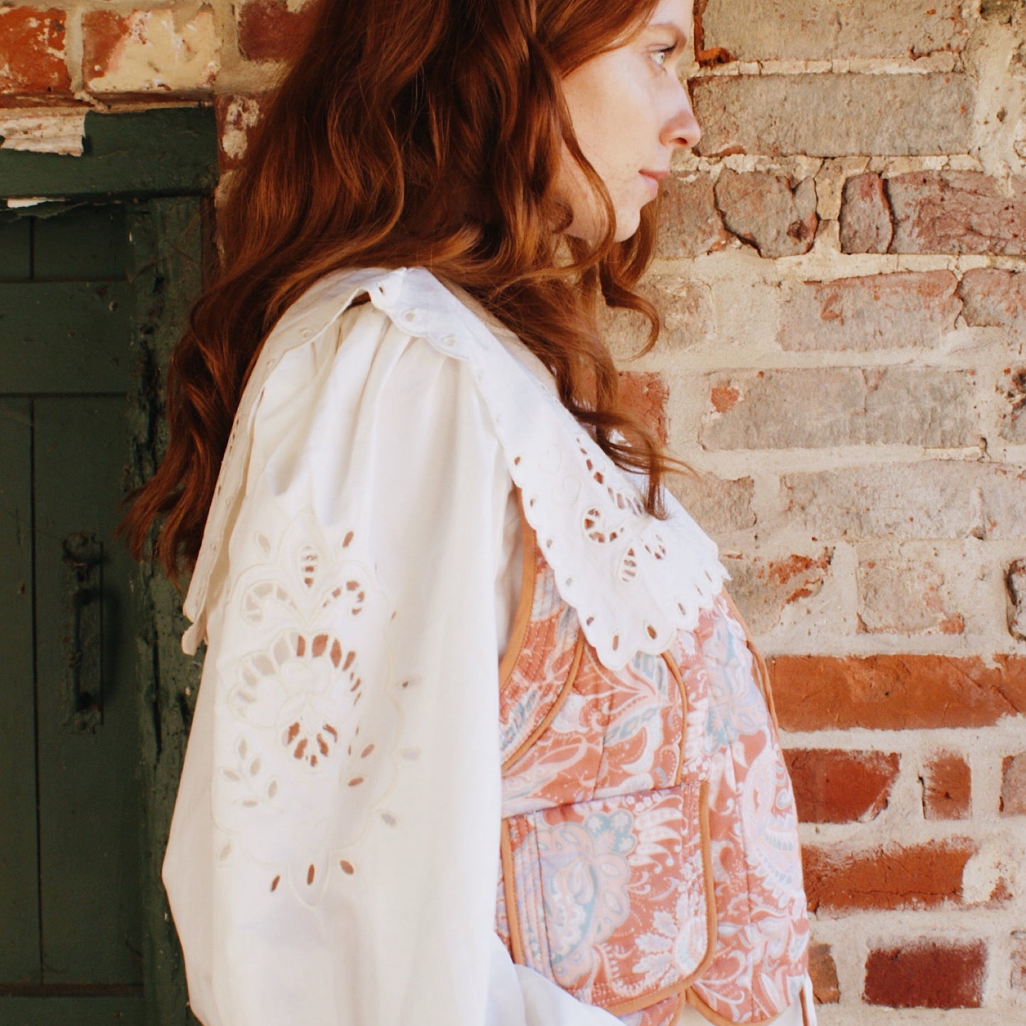 Sienna blouse with cutwork embroidery in ivory cotton lawn
