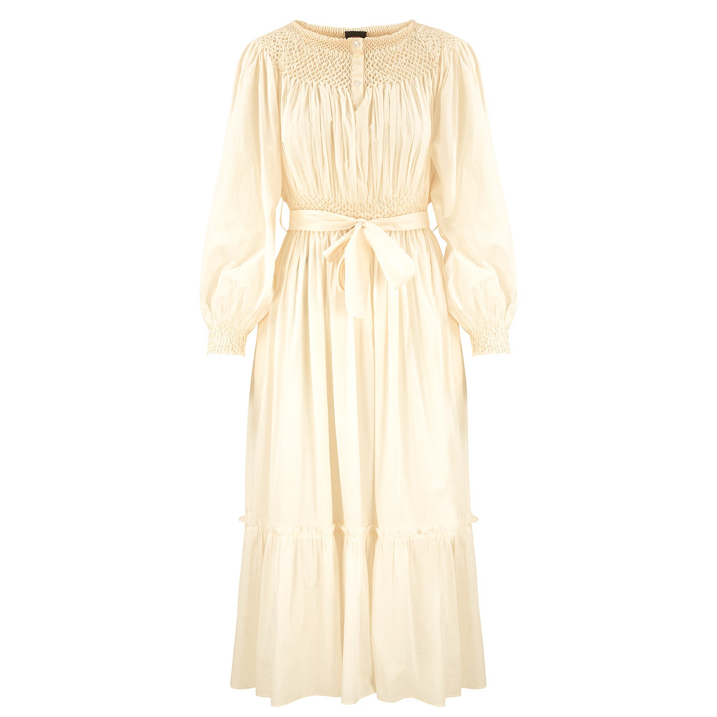 Hand smocked Sylvie Dress in Ivory