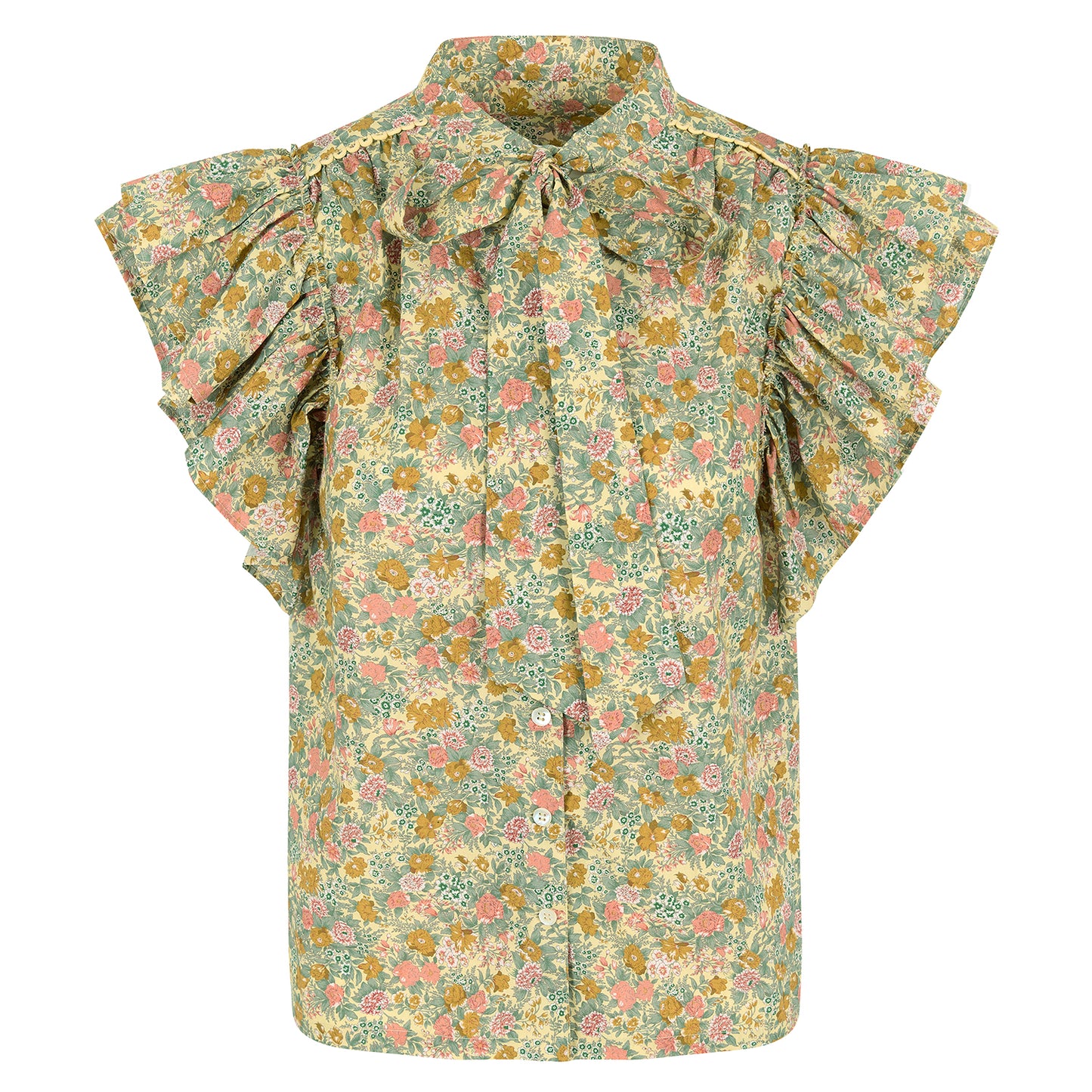 Mia frill blouse in meadow print cotton lawn