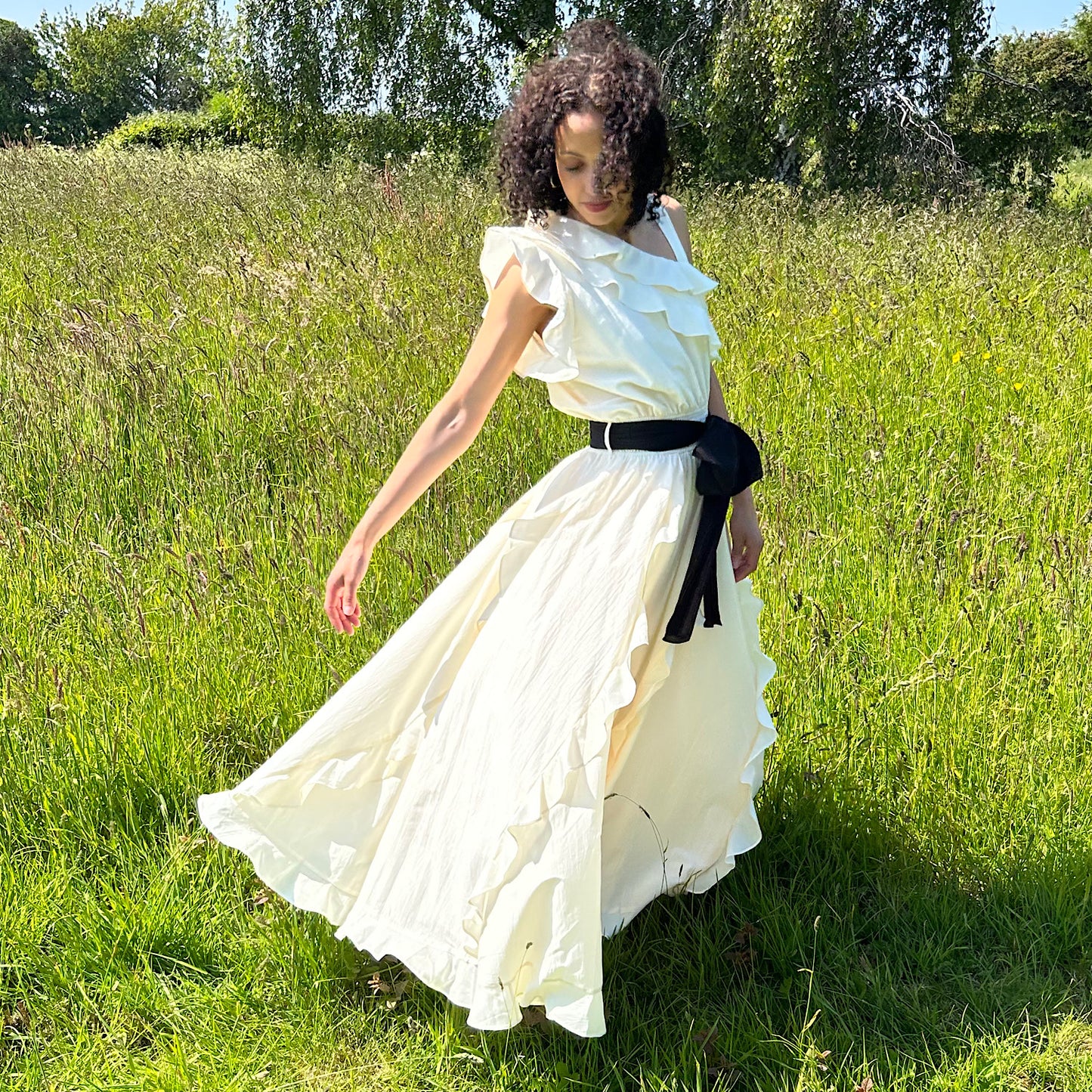 Bianca Dress in Ivory cotton silk