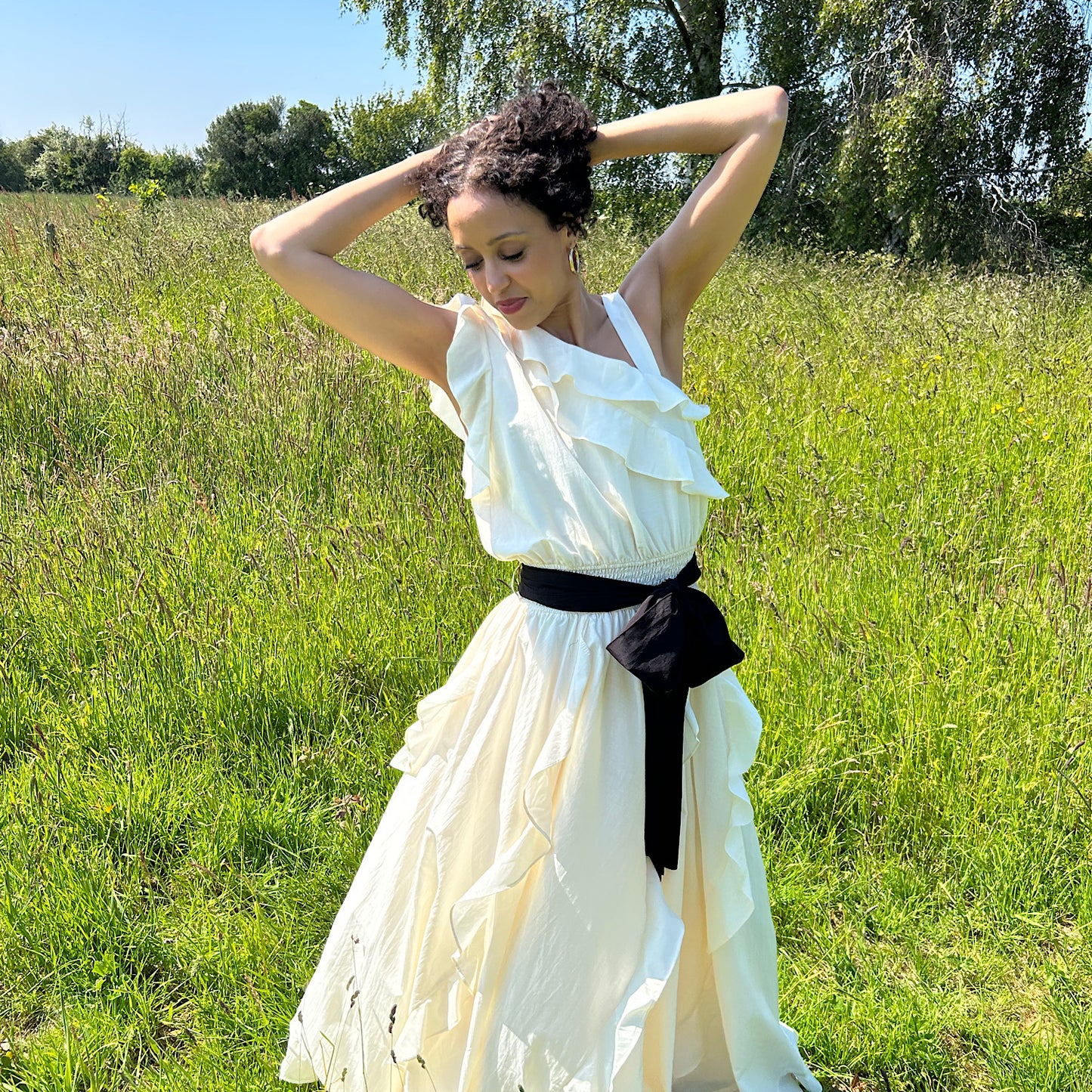 Bianca Dress in Ivory cotton silk