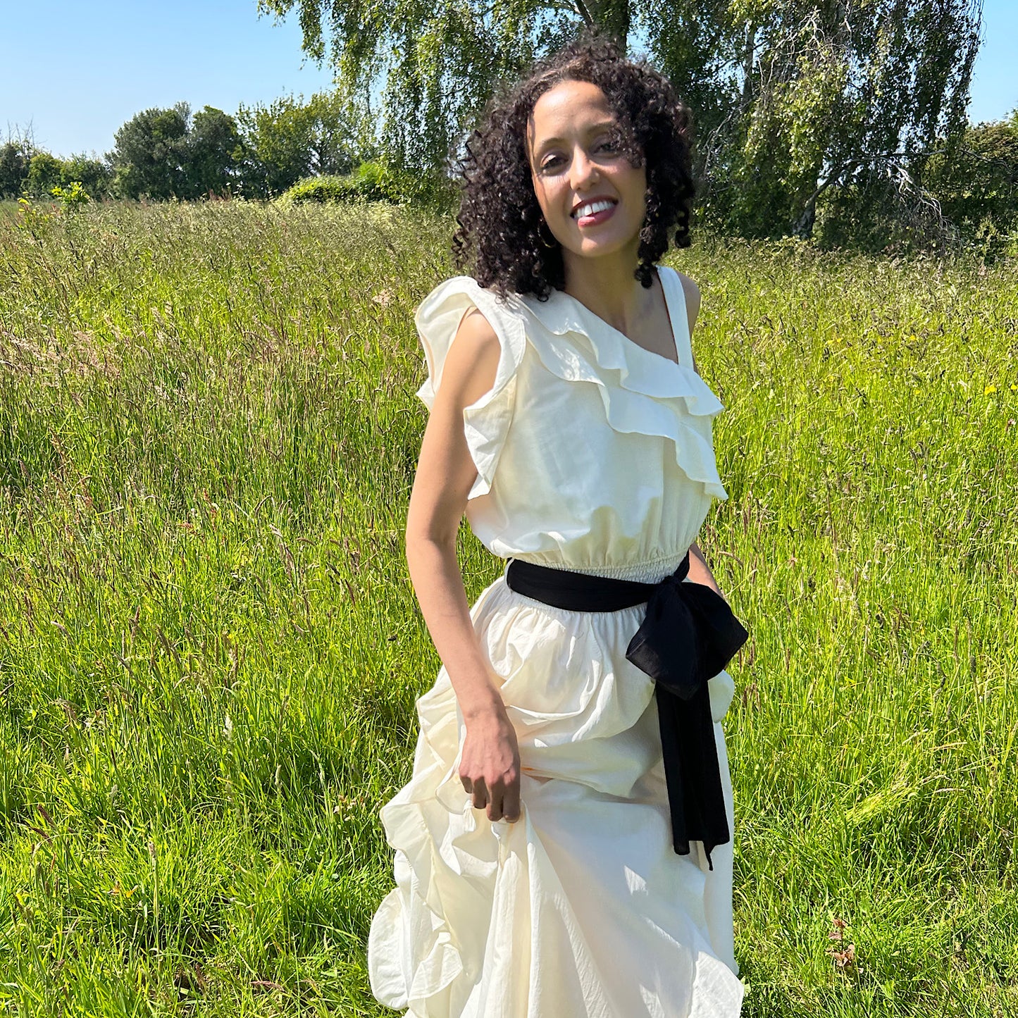 Bianca Dress in Ivory cotton silk