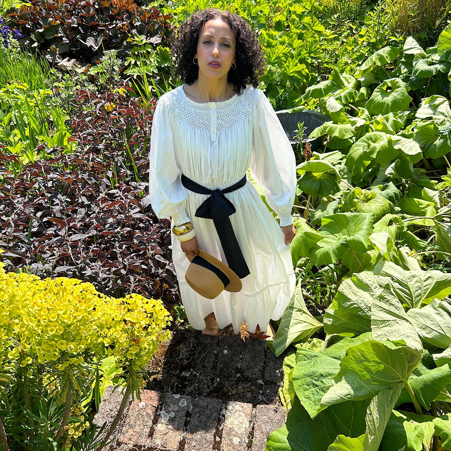 Hand smocked Sylvie Dress in Ivory