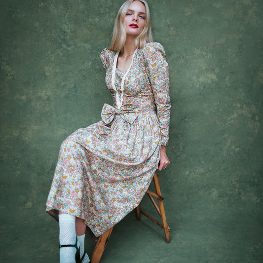 Diana dress in summer meadow printed cotton lawn.