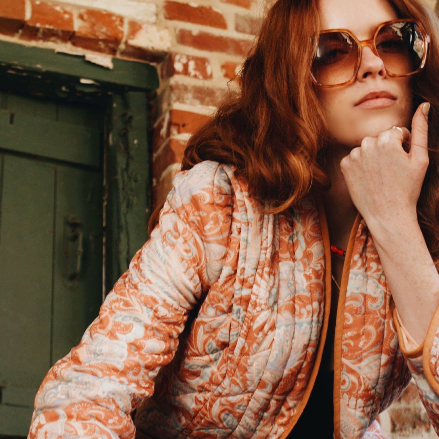 Quilted Harper jacket in our new Summer paisley print with contrast binding