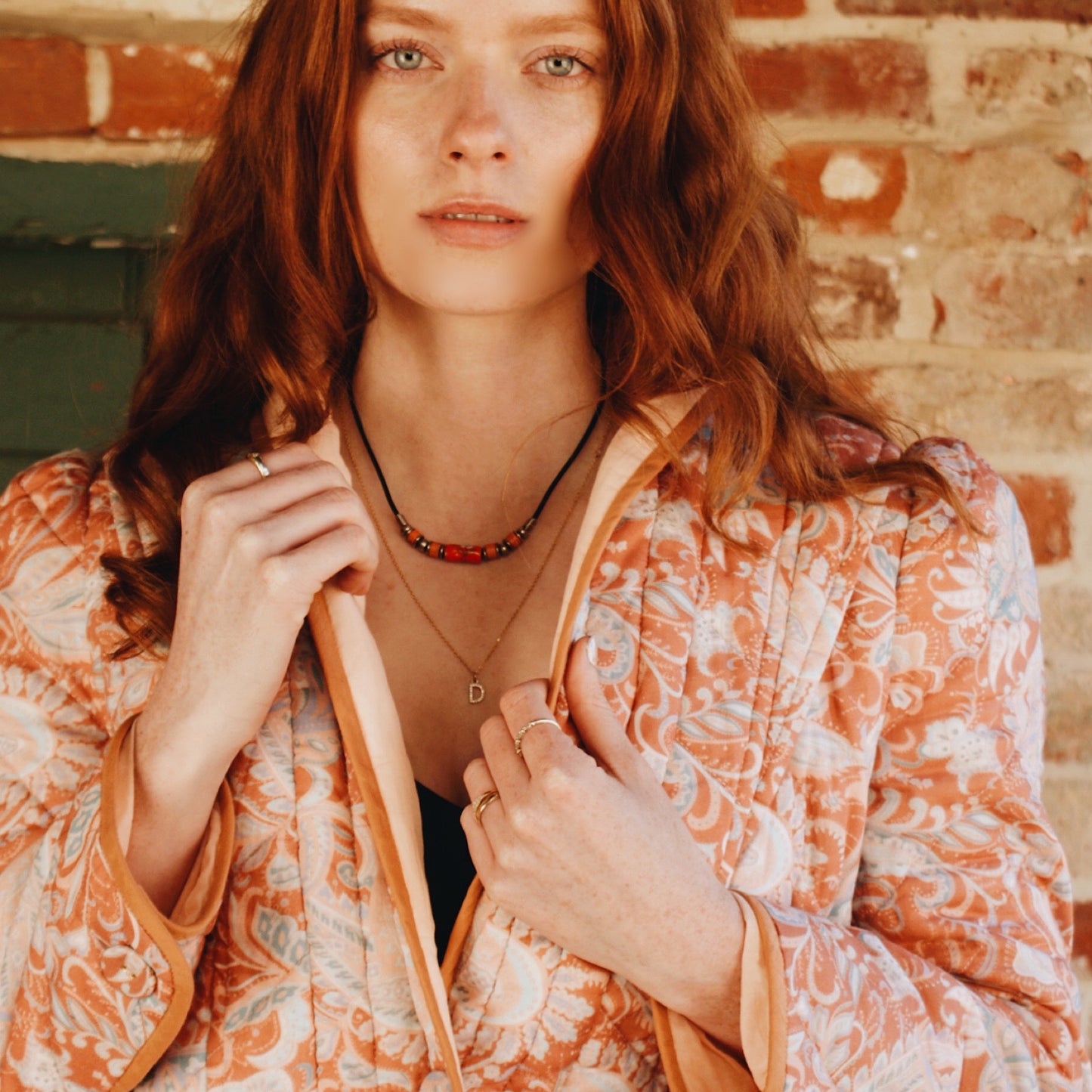 Quilted Harper jacket in our new Summer paisley print with contrast binding