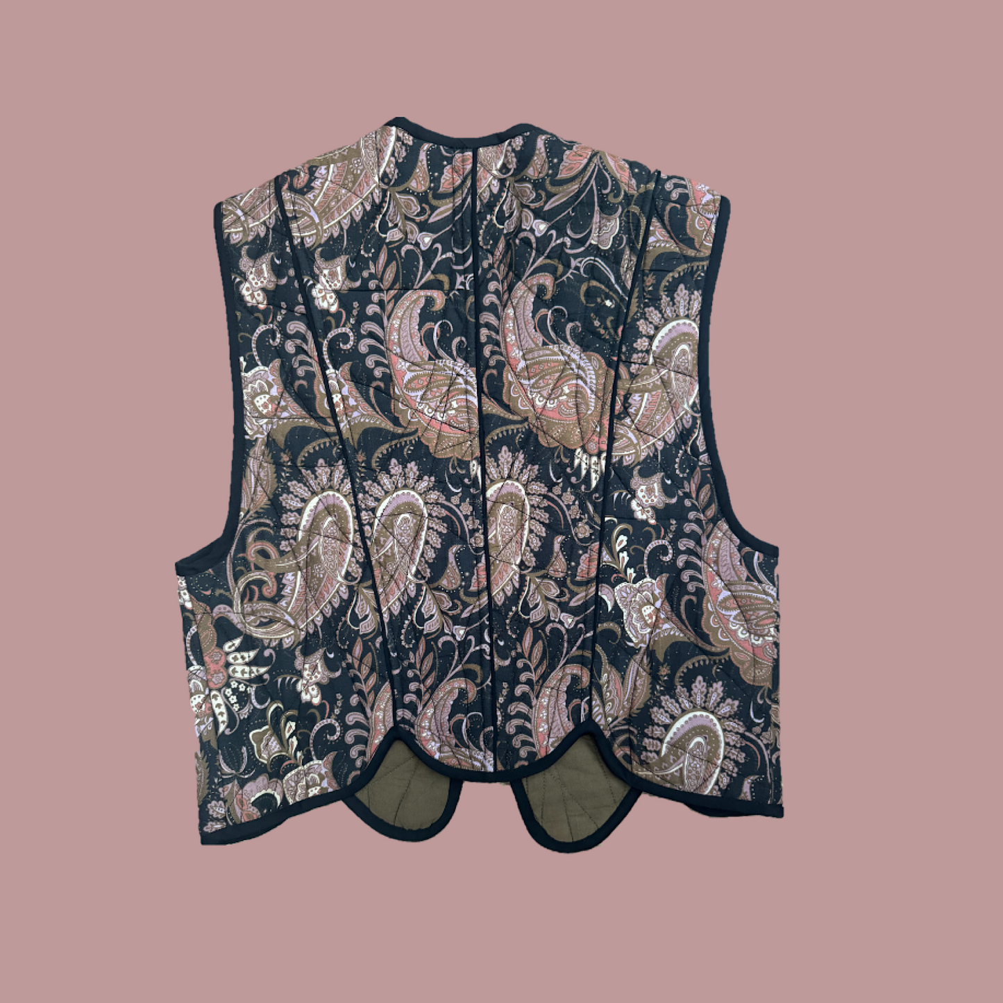 Rhiannon waistcoat quilted in the new signature Twilight paisley in soft cotton voile