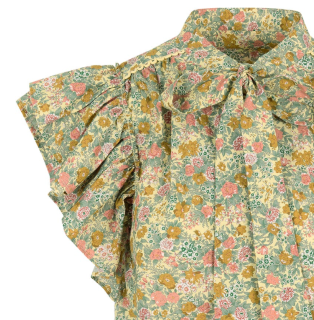 Mia frill blouse in meadow print cotton lawn