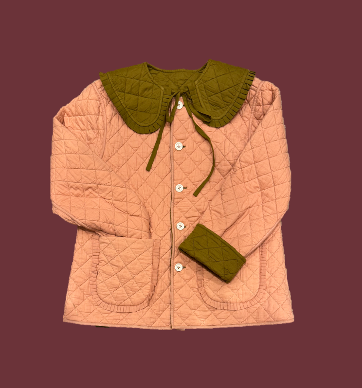 Matilda jacket in quilted cotton - reversible with detachable collar.