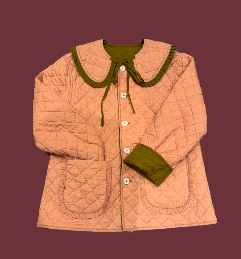 Matilda jacket in quilted cotton - reversible with detachable collar.