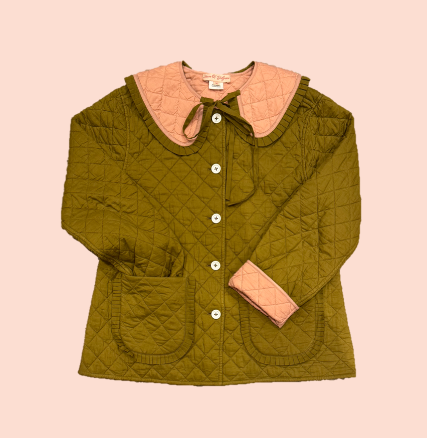 Matilda jacket in quilted cotton - reversible with detachable collar.