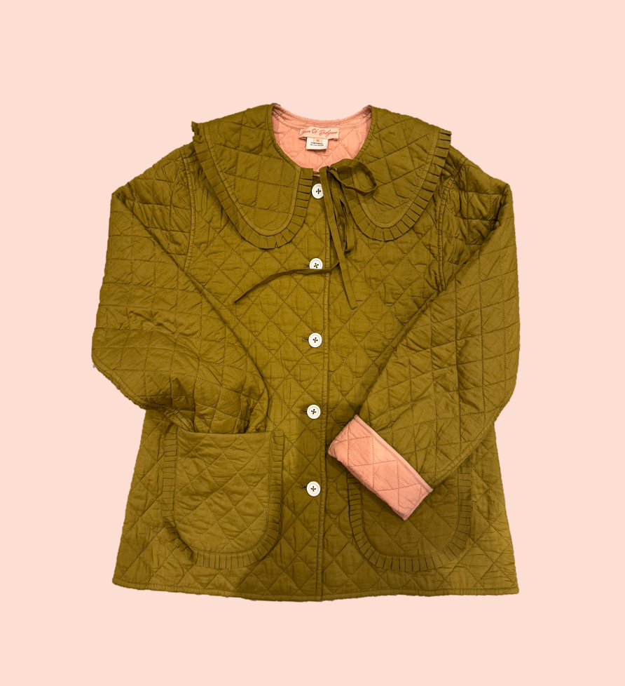 Matilda jacket in quilted cotton - reversible with detachable collar.