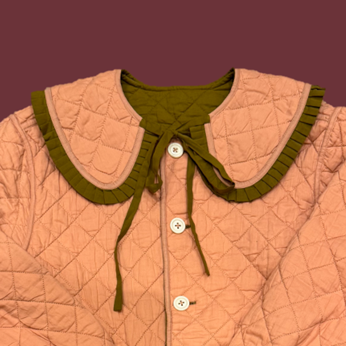 Matilda jacket in quilted cotton - reversible with detachable collar.