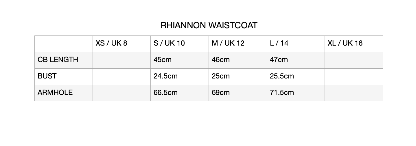 Rhiannon waistcoat quilted in the new signature Twilight paisley in soft cotton voile