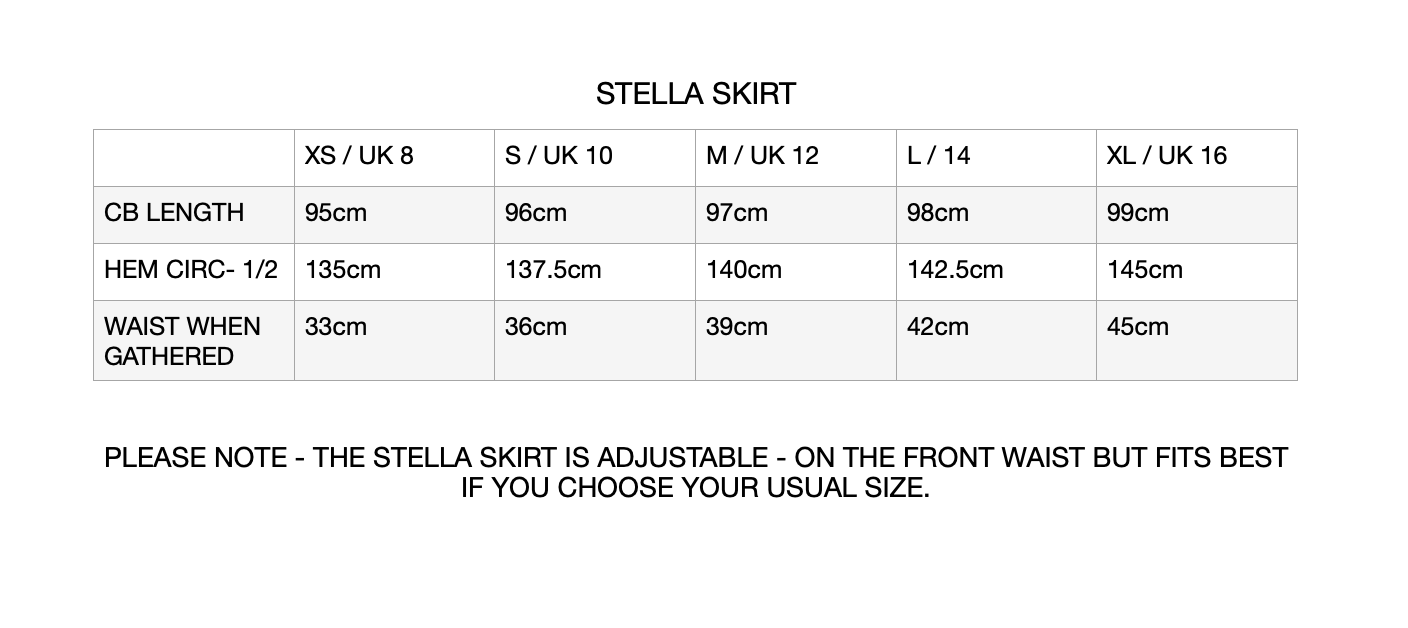 Stella skirt in rich chocolate satin viscose modal with deep frill hem and drawstring waist.